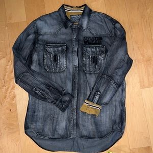Affliction Long Sleeve Button Down Shirt brown corduroy inlay. Size 2XL